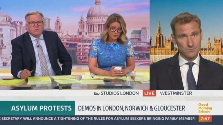 Susanna Reid sparks ITV GMB bias row with ‘scandalous’ Philp asylum hotel grilling: ‘Sitting next to the Home Secretary’s husband!’
