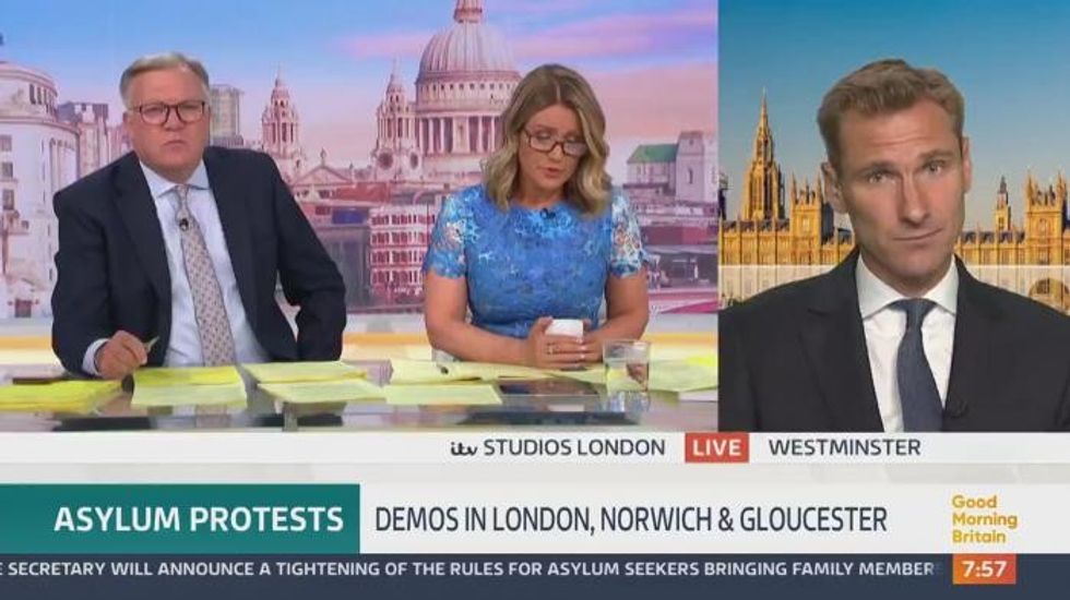 Susanna Reid sparks ITV GMB bias row with ‘scandalous’ Philp asylum hotel grilling: ‘Sitting next to the Home Secretary’s husband!’